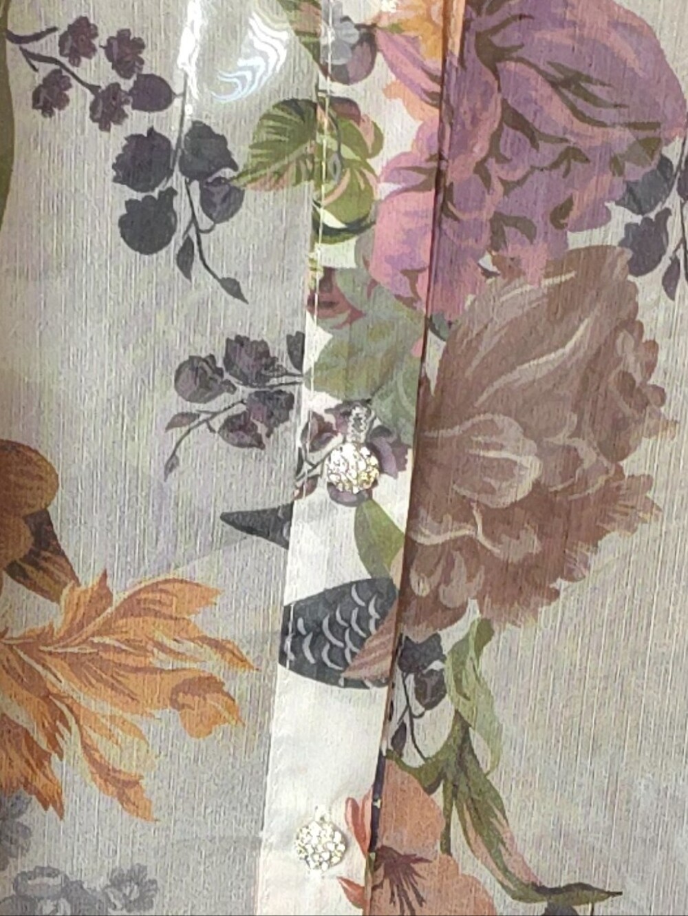 Balboa Floral Sheer Button-Up Blouse - White with Multicolor Floral Print - Picture 8 of 9